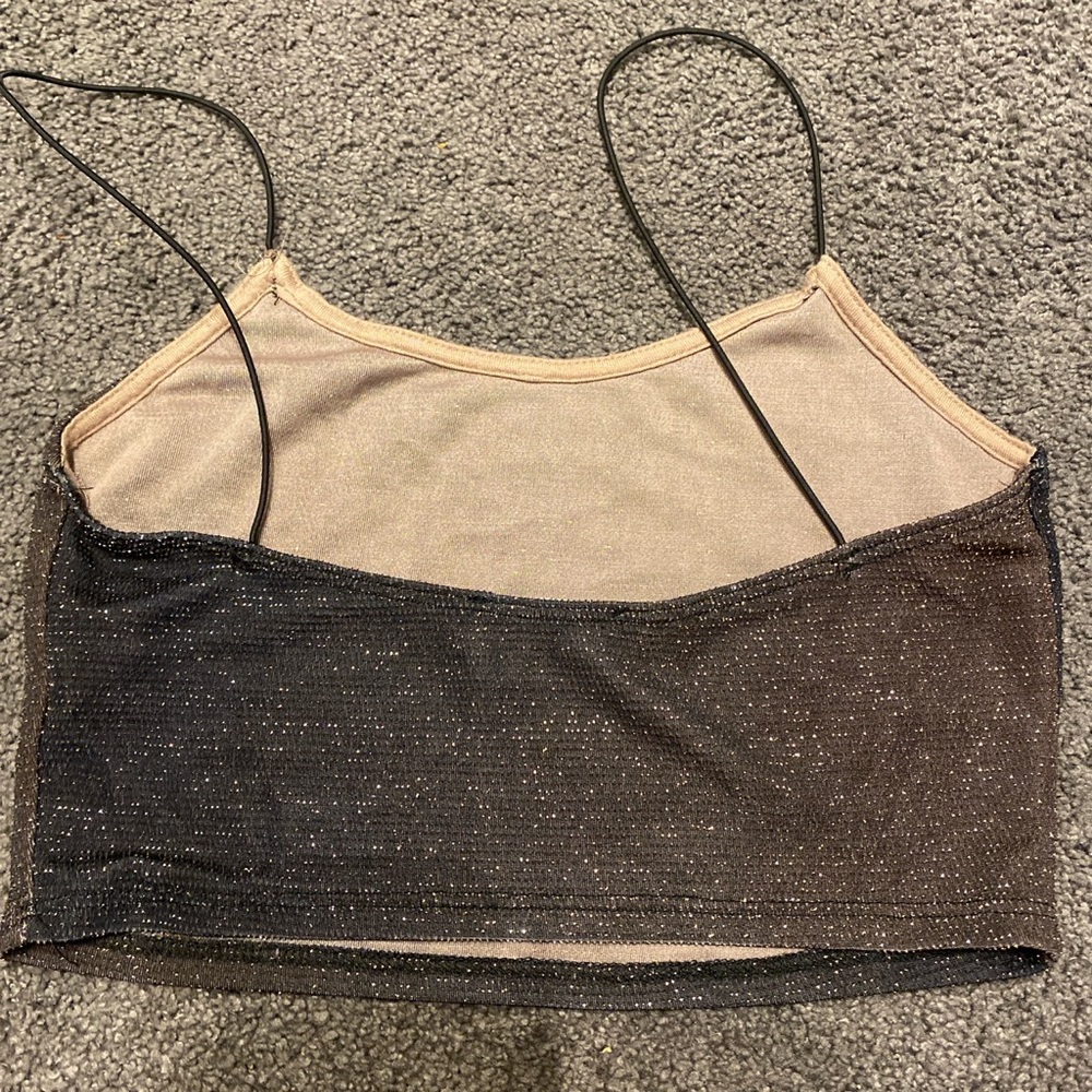 Black & Gold Sparkly Crop Top - Picture 2 of 2